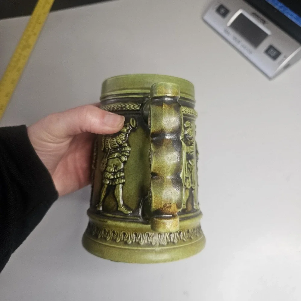 Vintage GERZ West Germany Ceramic Beer Stein‎ Green